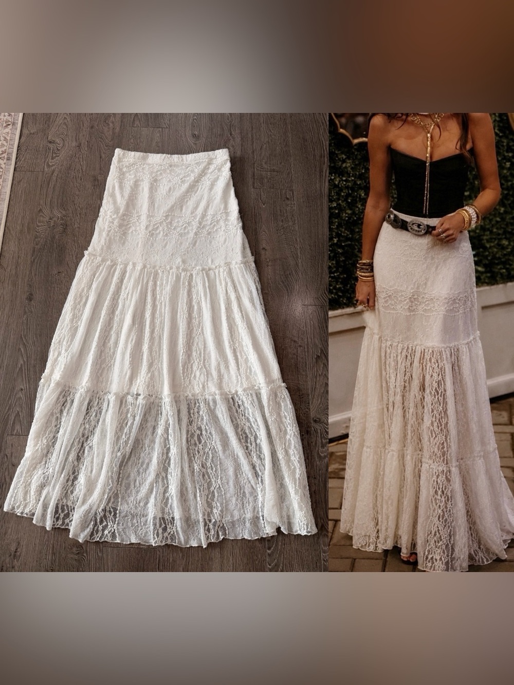 Boho/Western A Line Lace Maxi Skirt (Tall Girl Friendly)